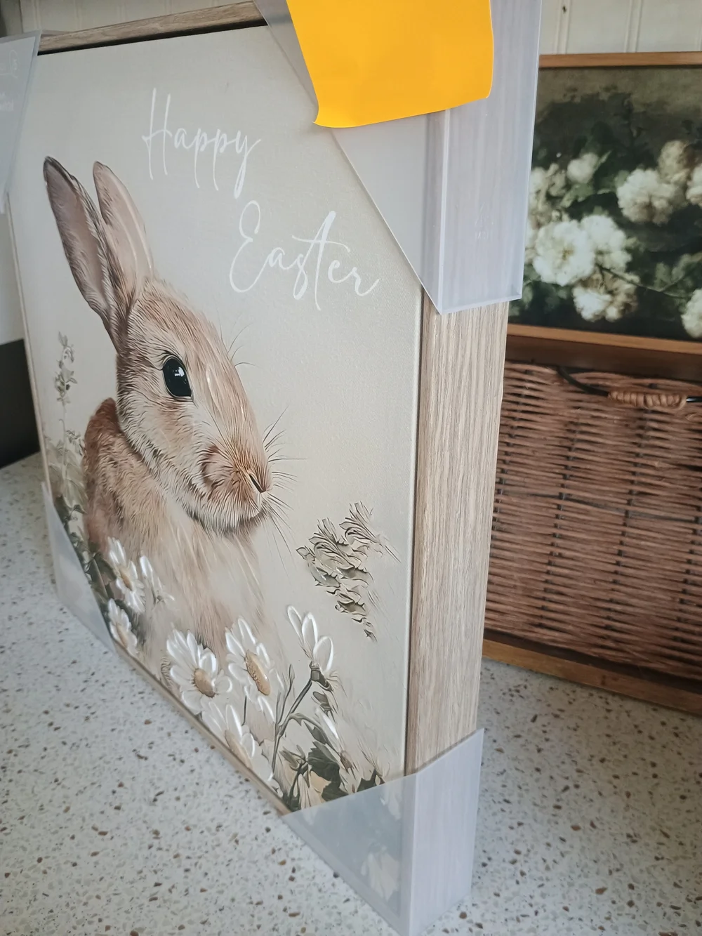 Happy Easter Bunny Framed Canvas Artwork Picture Wall Art NEW 15x15
